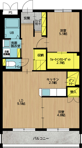 モデルルーム間取り[2LDK]